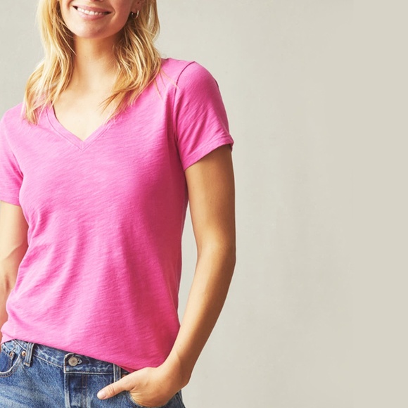 Mineral Wash Bubblegum Pink Slouchy V-tee - Picture 1 of 10